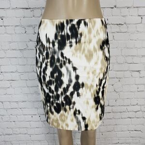 T TAHARI - Black Taupe White Straight Skirt 6